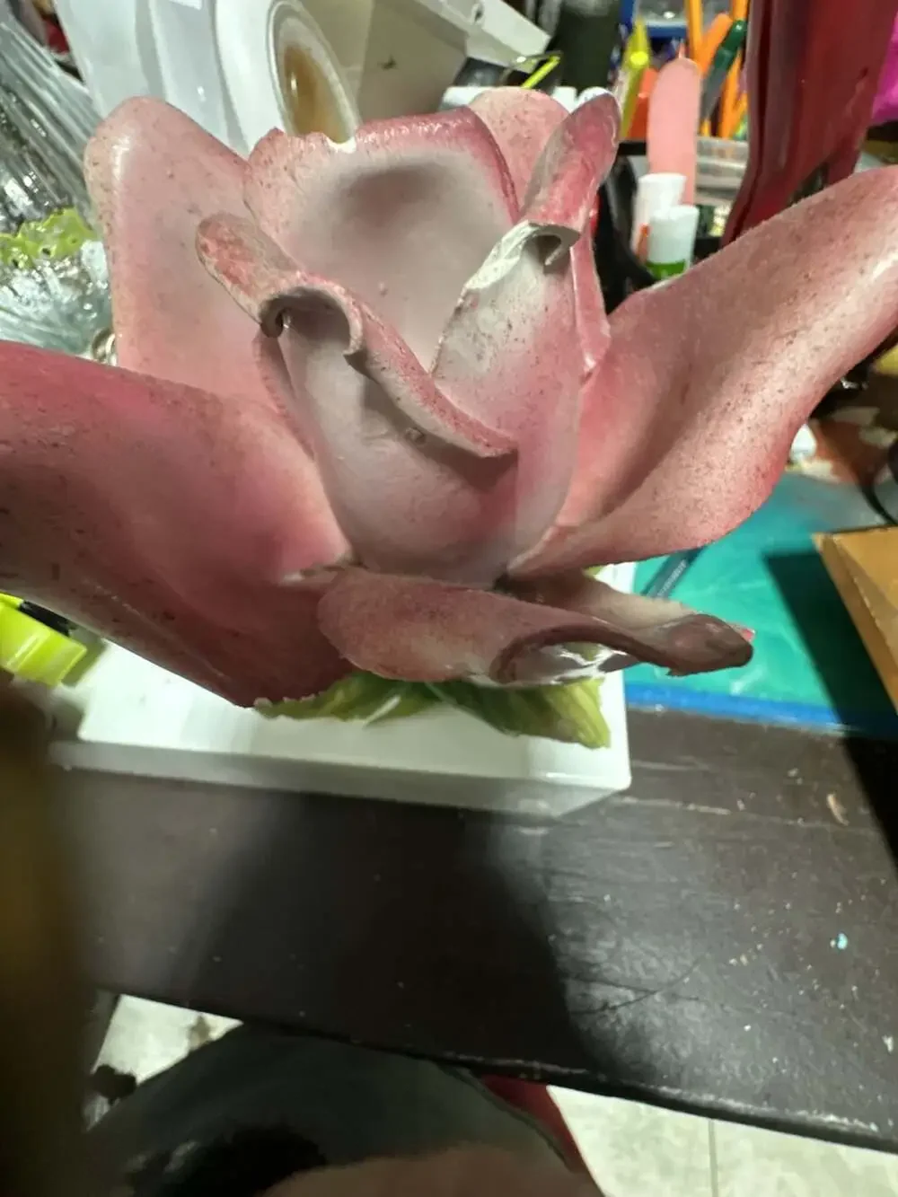 Capodimonte Pink Flower Candle Holder